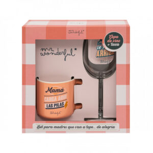 SET DE COPA DE VINO + TAZA PARA ESAS MADRES QUE VAN SIEMPRE A TOPE... DE ALEGRÍA