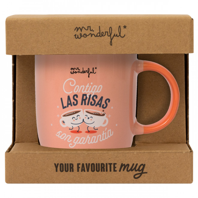 TAZA CON MENSAJE DE AMISTAD - CONTIGO, LAS RISAS SON GARANTÍA - Imagen 5