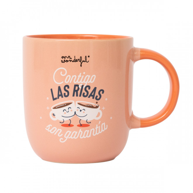 TAZA CON MENSAJE DE AMISTAD - CONTIGO, LAS RISAS SON GARANTÍA