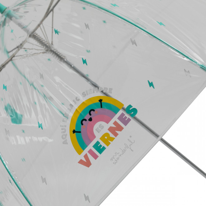 PARAGUAS GRANDE TRANSPARENTE - AQUÍ DEBAJO SIEMPRES ES VIERNES - Imagen 2