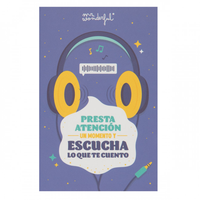 POSTAL CON GRABADOR DE MENSAJE AUDIO - PRESTA ATENCIÓN UN MOMENTO Y ESCUCHA LO QUE TE CUENTO