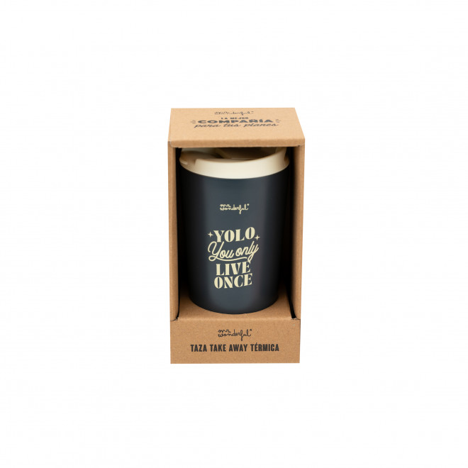 TAZA TAKE AWAY TÉRMICA - YOU ONLY LIVE ONCE - Imagen 2