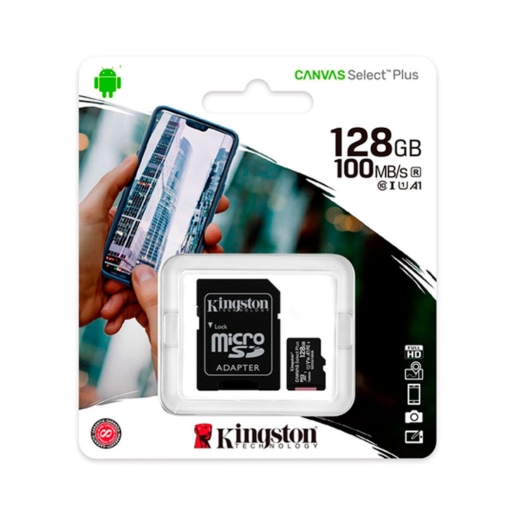KINGSTON TARJETA MEMORIA SDXC MICRO 128GB CANVAS SELECT PLUS 100 MB/S C/10 UHS-I