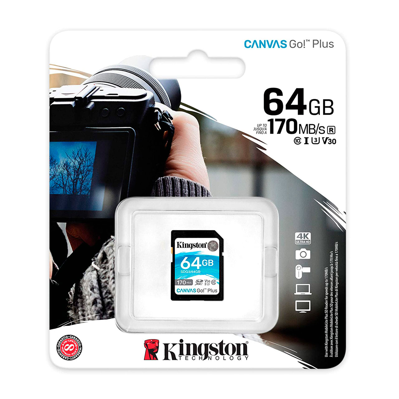 KINGSTON TARJETA MEMORIA SDXC MICRO 64GB CANVAS GO PLUS 170 MB/S C/10 UHS-I U3 V30 - Imagen 2