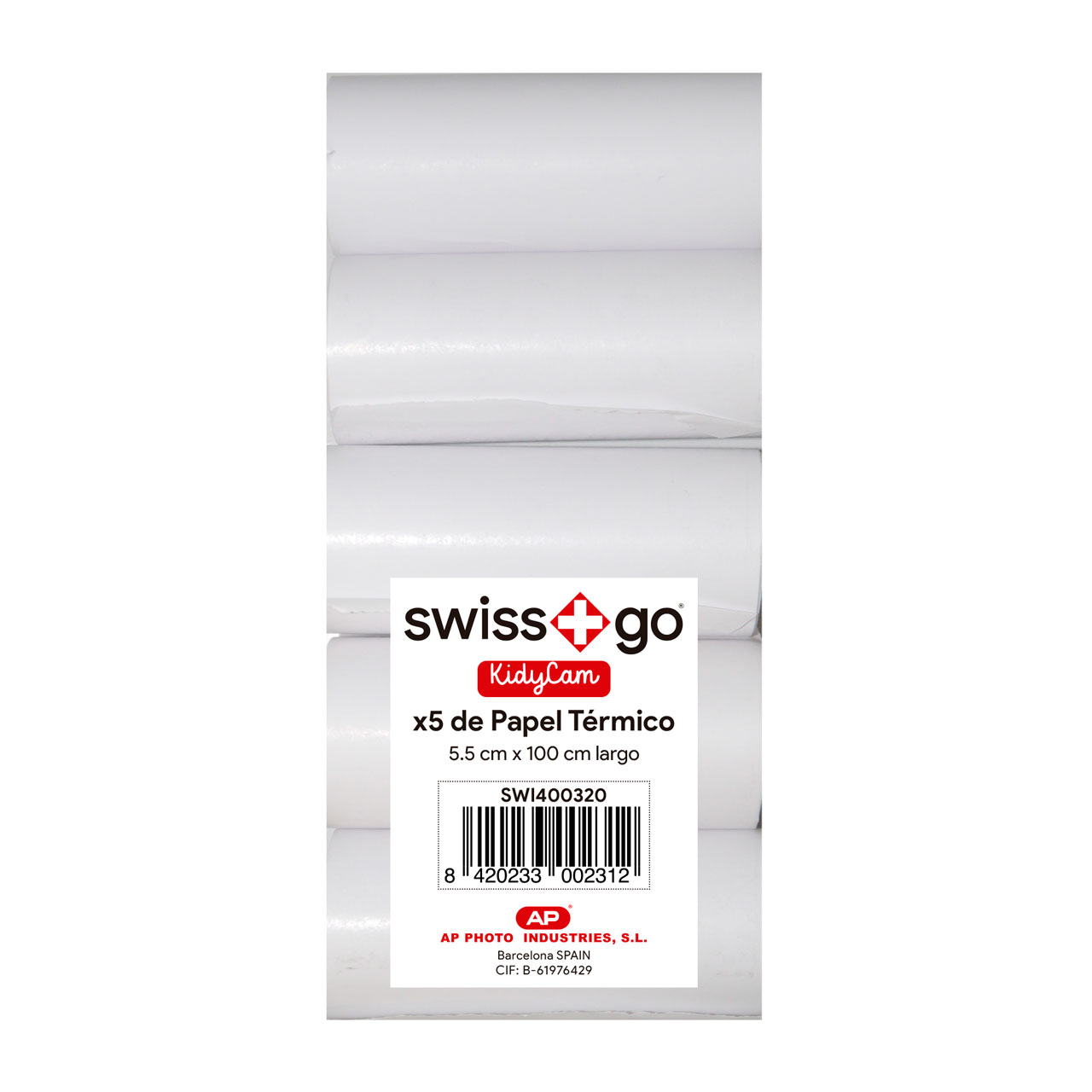 Papel Térmico Kidycam Swiss+Go Pack 5 rollos