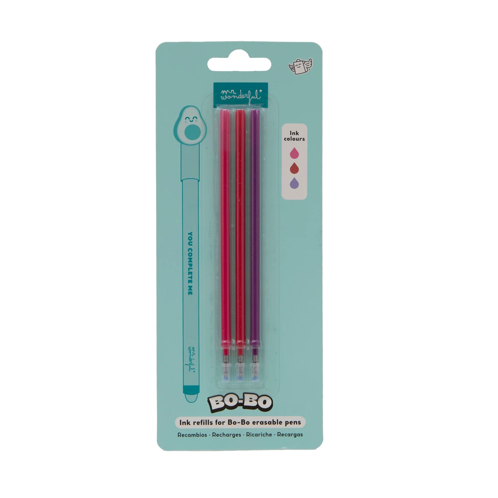SET DE 3 RECAMBIOS PARA BOLIS BORRABLES BO-BO - ROSA, GRANATE Y LILA