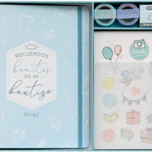KIT DE SCRAPBOOKING PARA BAUTIZO -AZUL