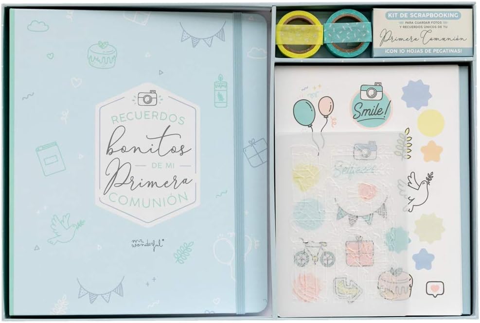 Kit scrapbooking album comunion - azul