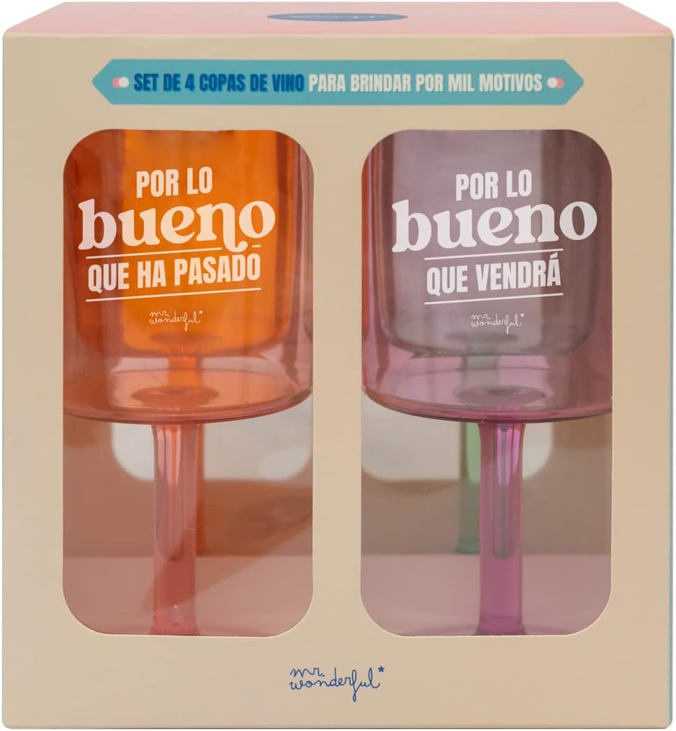 SET DE 4 VASOS DE VINO PARA BRINDAR POR MIL MOTIVOS - Imagen 2