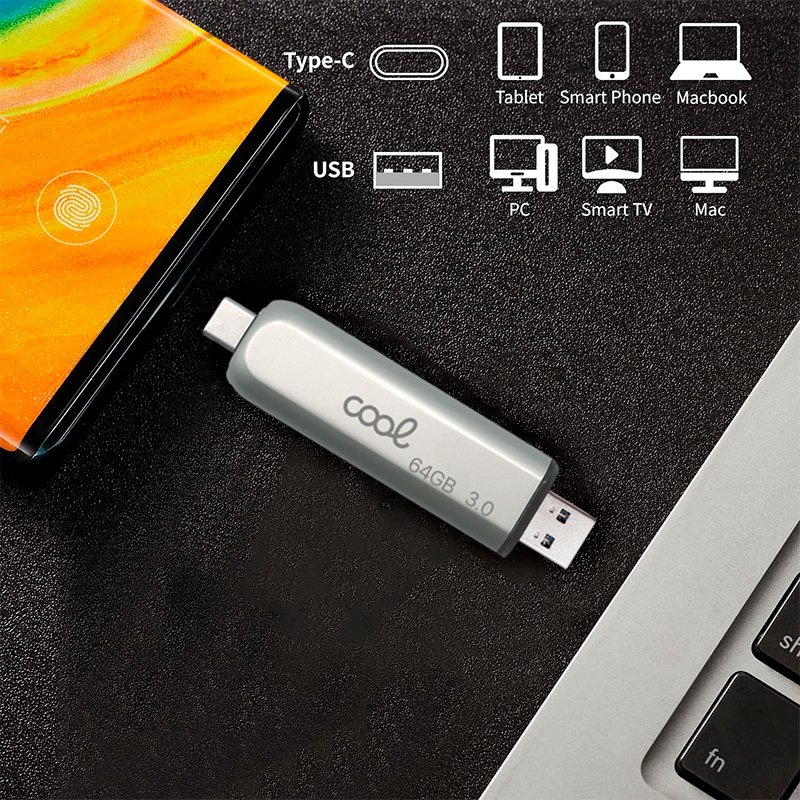 PEN DRIVE USB 64GB 3.0 COOL TIPO-C / USB (2 en 1) - Imagen 6