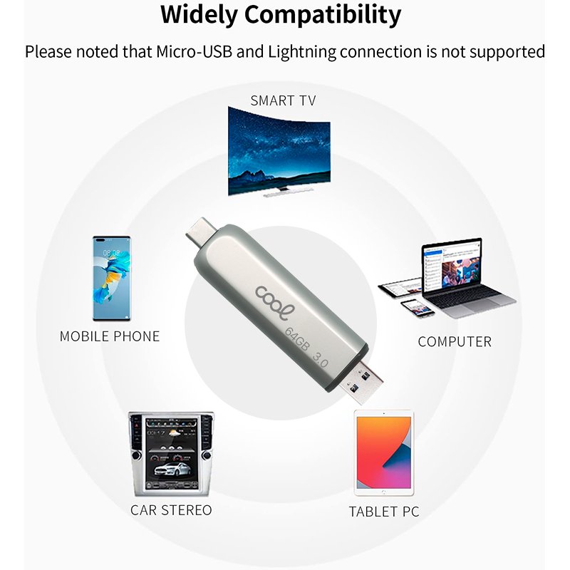 PEN DRIVE USB 64GB 3.0 COOL TIPO-C / USB (2 en 1) - Imagen 8